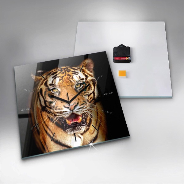 Štvorcové hodiny Tiger - divoké oči