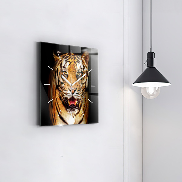 Štvorcové hodiny Tiger - divoké oči