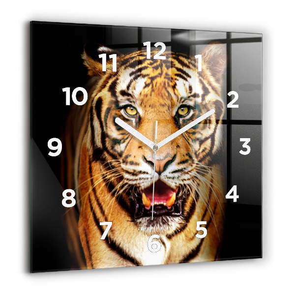 Štvorcové hodiny Tiger - divoké oči
