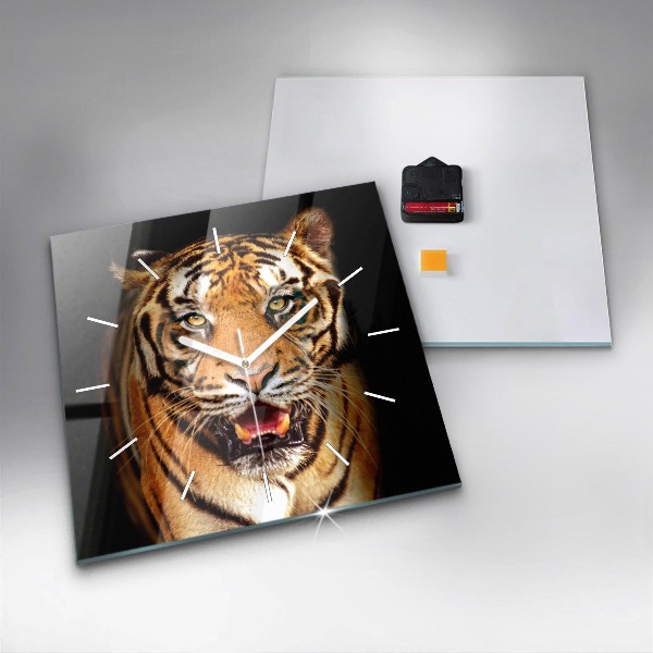 Štvorcové hodiny Tiger - divoké oči