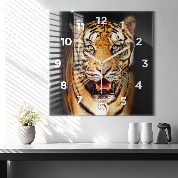Štvorcové hodiny Tiger - divoké oči