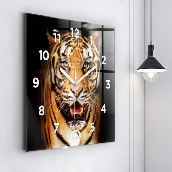 Štvorcové hodiny Tiger - divoké oči