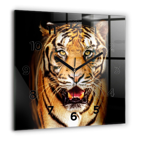 Štvorcové hodiny Tiger - divoké oči