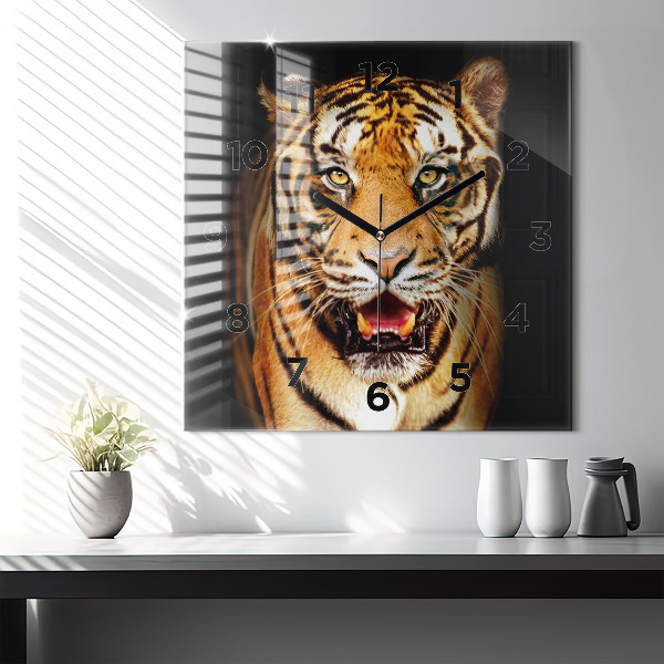 Štvorcové hodiny Tiger - divoké oči