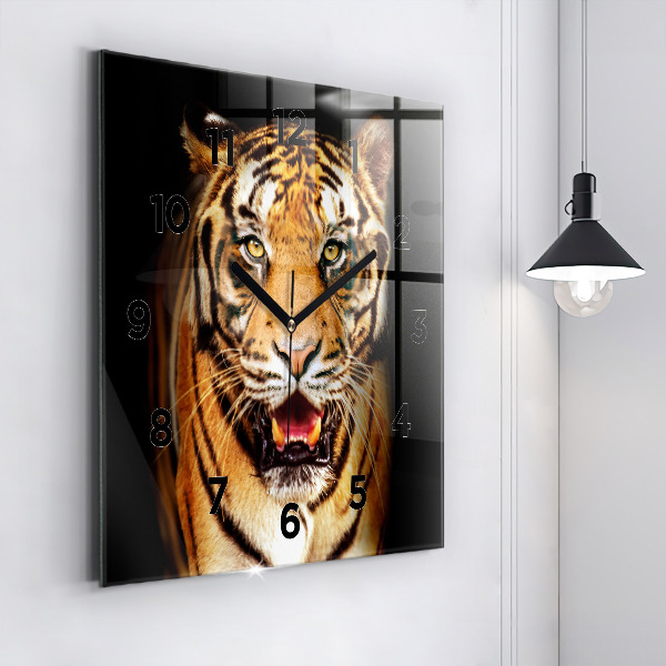 Štvorcové hodiny Tiger - divoké oči