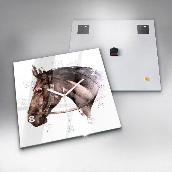 Štvorcové hodiny Maľovaný profil koňa