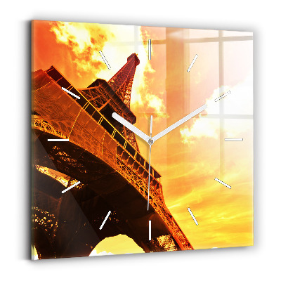 Štvorcové hodiny Eiffelova veža v Paríži