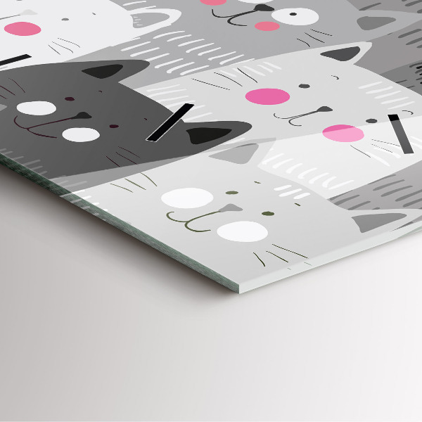 Štvorcové hodiny Bezšvový vzor s mačkami