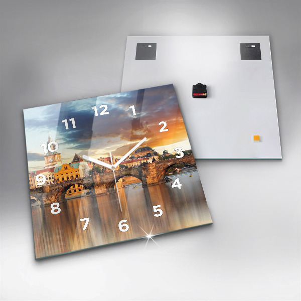 Štvorcové hodiny Panoráma nad riekou