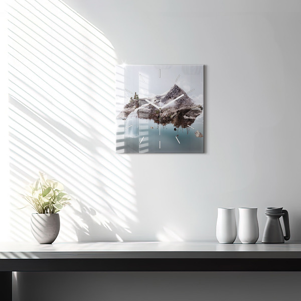 Štvorcové hodiny Lietajúci ostrov a vodopád