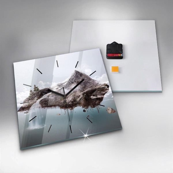 Štvorcové hodiny Lietajúci ostrov a vodopád