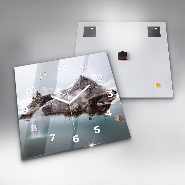 Štvorcové hodiny Lietajúci ostrov a vodopád