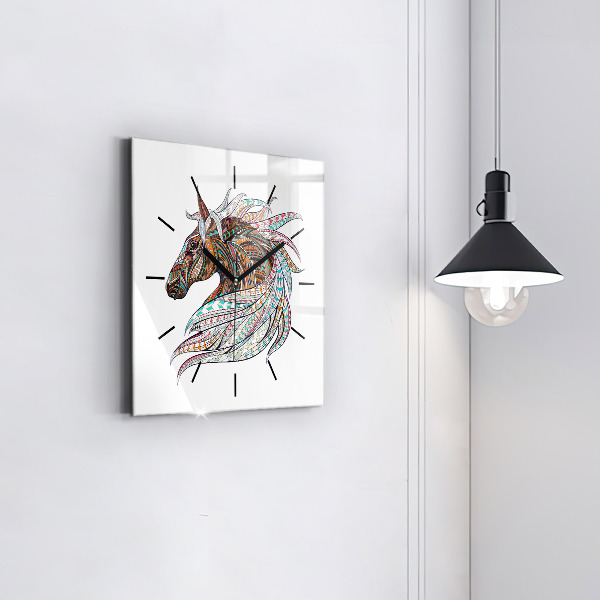 Štvorcové hodiny Ilustrácia koňa