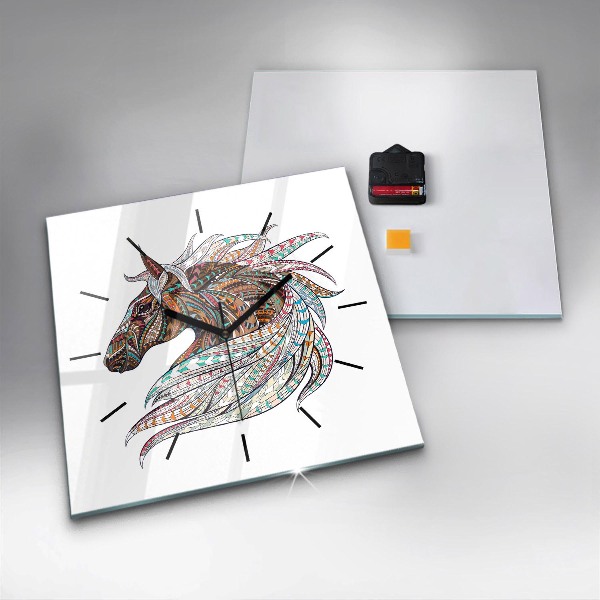 Štvorcové hodiny Ilustrácia koňa