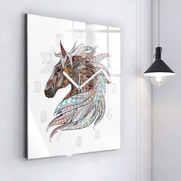 Štvorcové hodiny Ilustrácia koňa