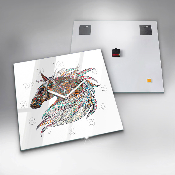 Štvorcové hodiny Ilustrácia koňa