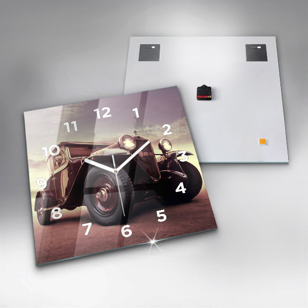 Štvorcové hodiny Auto v štýle vintage