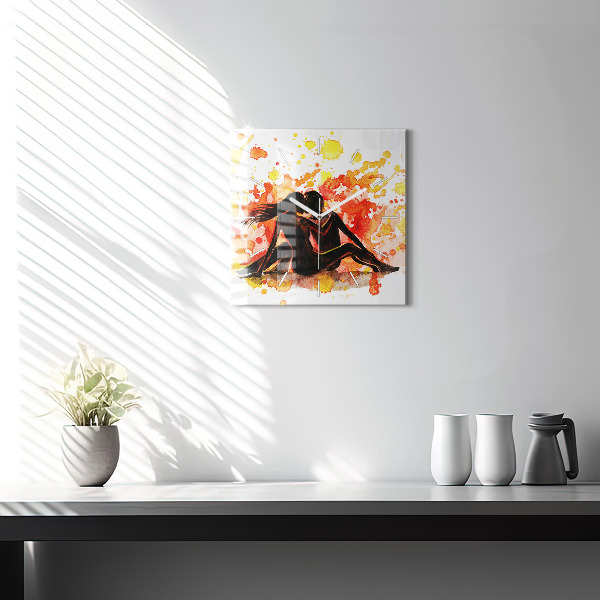 Štvorcové hodiny Láska a zamilovaný pár