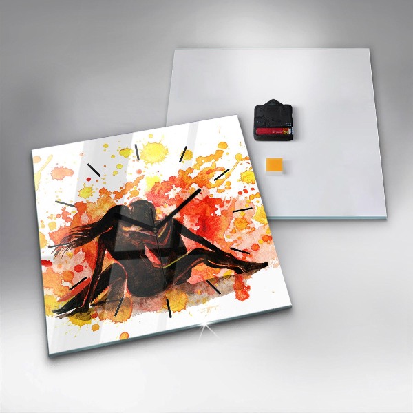 Štvorcové hodiny Láska a zamilovaný pár