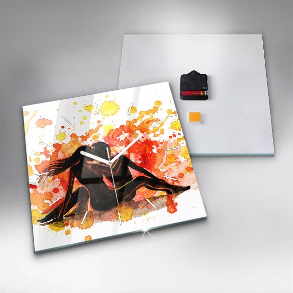 Štvorcové hodiny Láska a zamilovaný pár