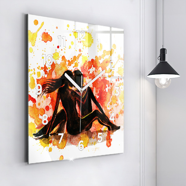 Štvorcové hodiny Láska a zamilovaný pár