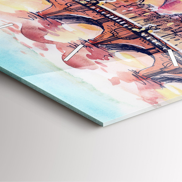 Štvorcové hodiny Maľovaná krajina Paríža