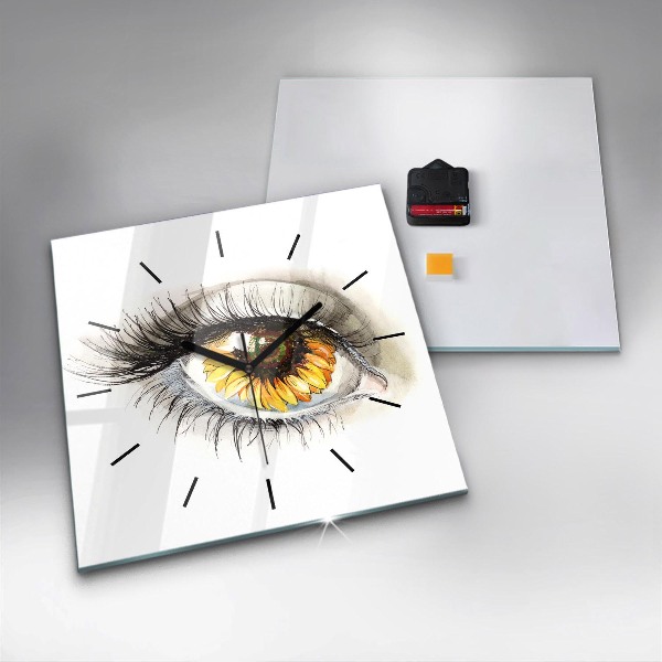 Štvorcové hodiny Kvet slnečnice v oku