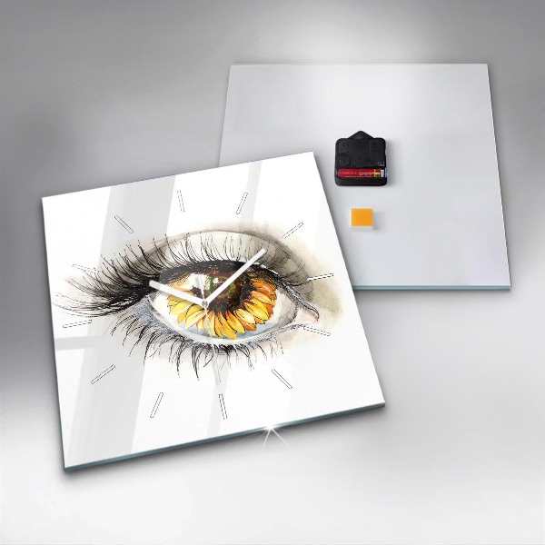 Štvorcové hodiny Kvet slnečnice v oku