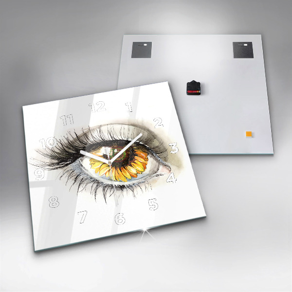 Štvorcové hodiny Kvet slnečnice v oku