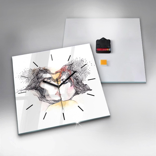 Štvorcové hodiny Kreslenie milostných bozkov