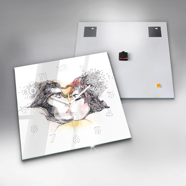 Štvorcové hodiny Kreslenie milostných bozkov