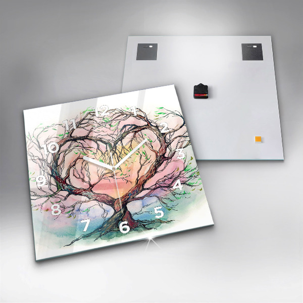 Štvorcové hodiny Srdce prírodného stromu