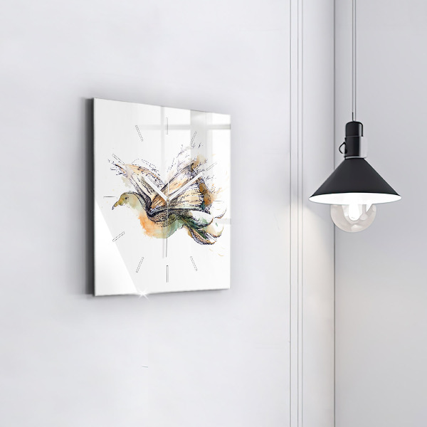 Štvorcové hodiny Vták a kniha