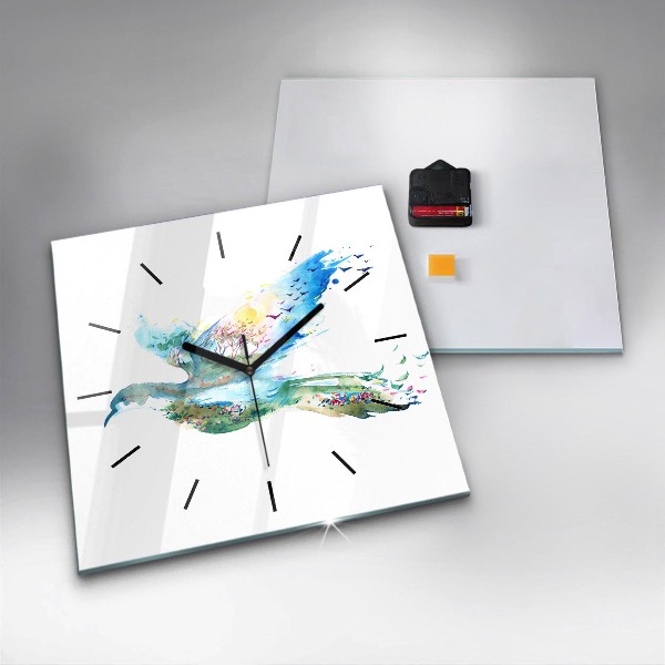 Štvorcové hodiny Vtáčia a jarná abstrakcia