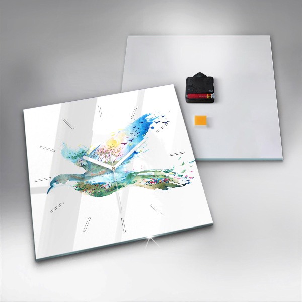 Štvorcové hodiny Vtáčia a jarná abstrakcia