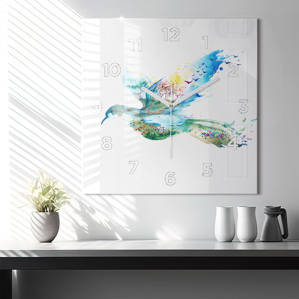 Štvorcové hodiny Vtáčia a jarná abstrakcia