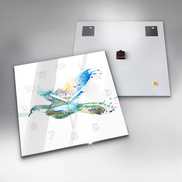 Štvorcové hodiny Vtáčia a jarná abstrakcia