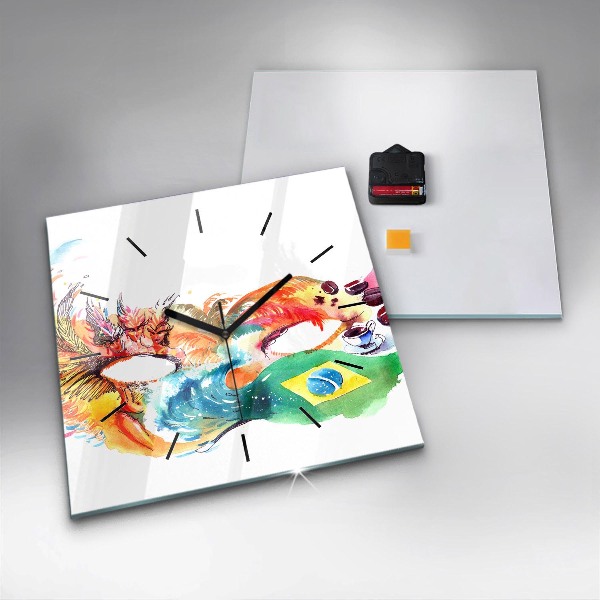 Štvorcové hodiny Kultúra - brazílska vlajka