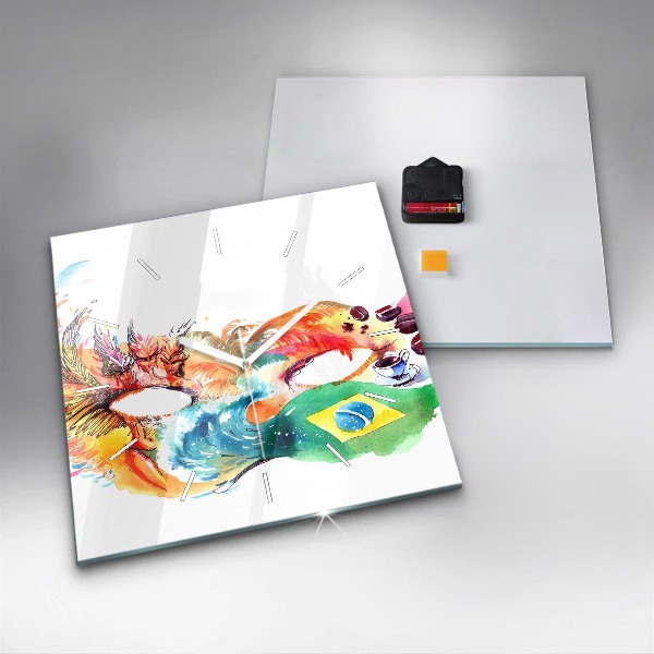 Štvorcové hodiny Kultúra - brazílska vlajka