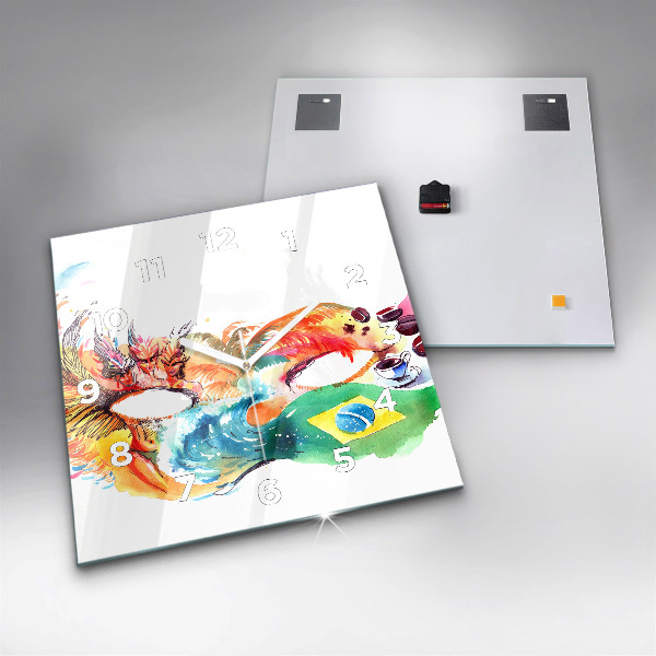 Štvorcové hodiny Kultúra - brazílska vlajka