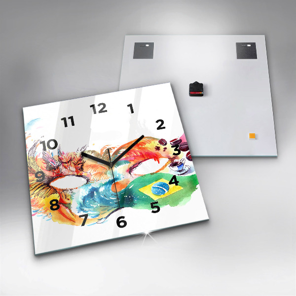 Štvorcové hodiny Kultúra - brazílska vlajka