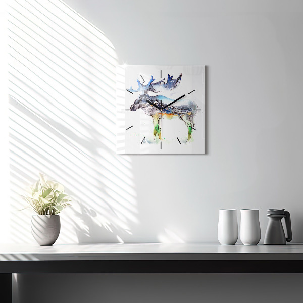 Štvorcové hodiny Los a horská krajina