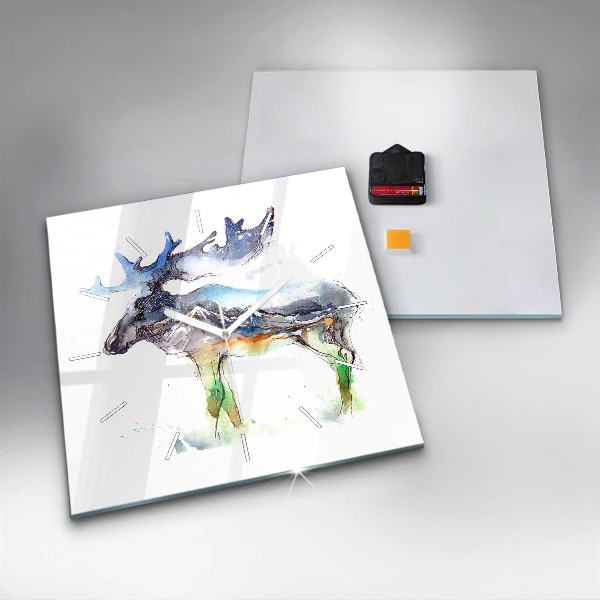 Štvorcové hodiny Los a horská krajina