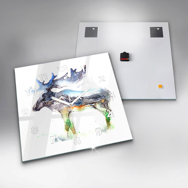 Štvorcové hodiny Los a horská krajina