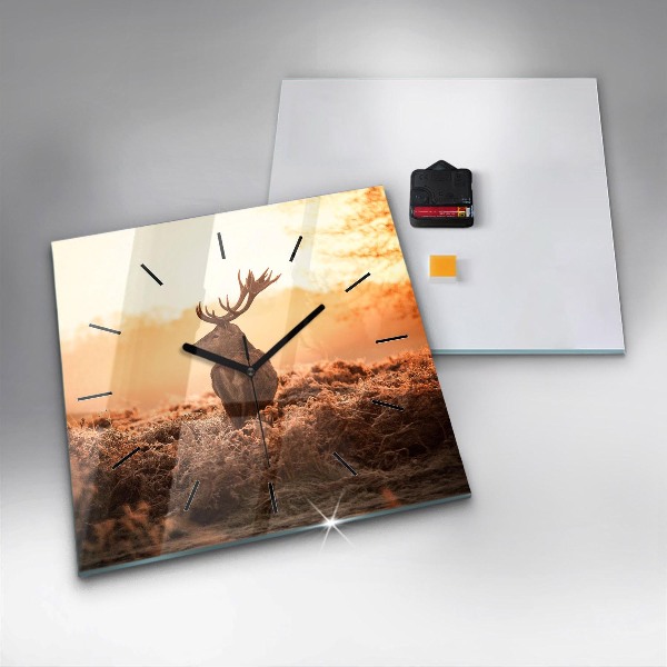 Štvorcové hodiny Jeleň pri východe slnka