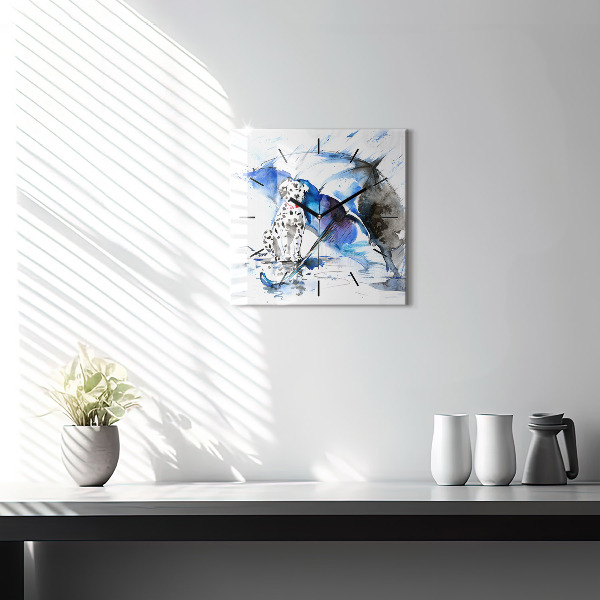 Štvorcové hodiny Dalmatín a dáždnik