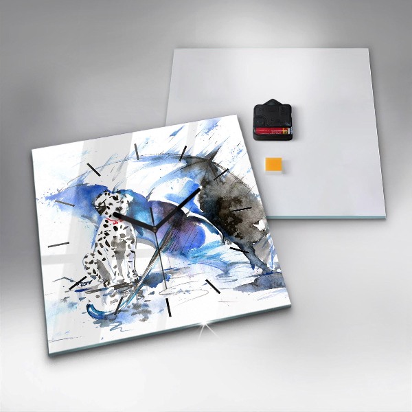 Štvorcové hodiny Dalmatín a dáždnik