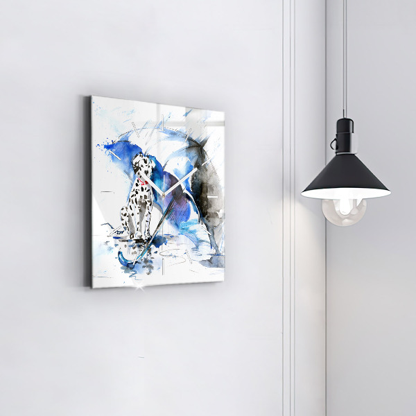 Štvorcové hodiny Dalmatín a dáždnik