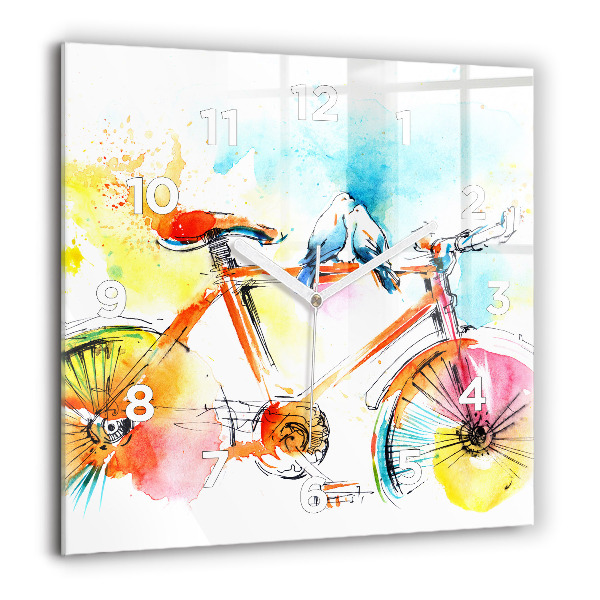 Štvorcové hodiny Maľovaný bicykel