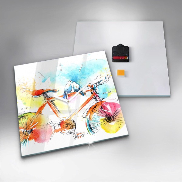 Štvorcové hodiny Maľovaný bicykel